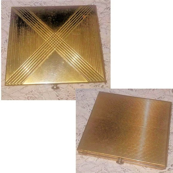 Vintage Dorset Square Gold Powder Compact With Mirror, Puff & Screen - Picture 2 of 10